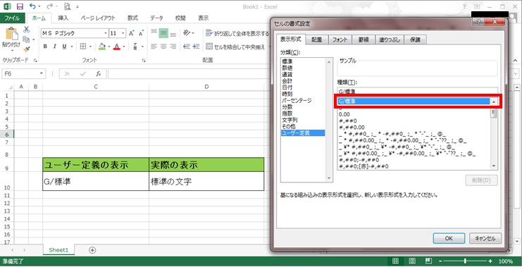 表示形式標準：ユーザー定義