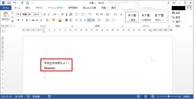 Word文章校正・スペルチェック例